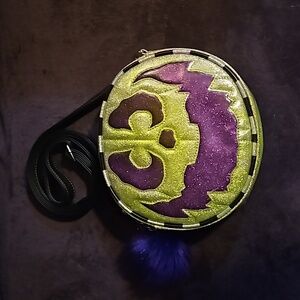 Love Pain and Stitches Pumpkin Kult Monster Posse Green Purple Glitter Purse